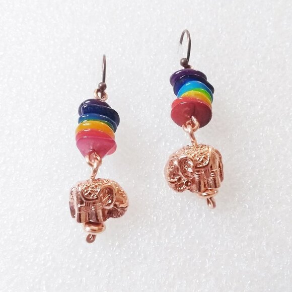 7 Chakras ~ Elephant Lovers ~ Rainbow Colors ~ Unique Earrings - Picture 2 of 5